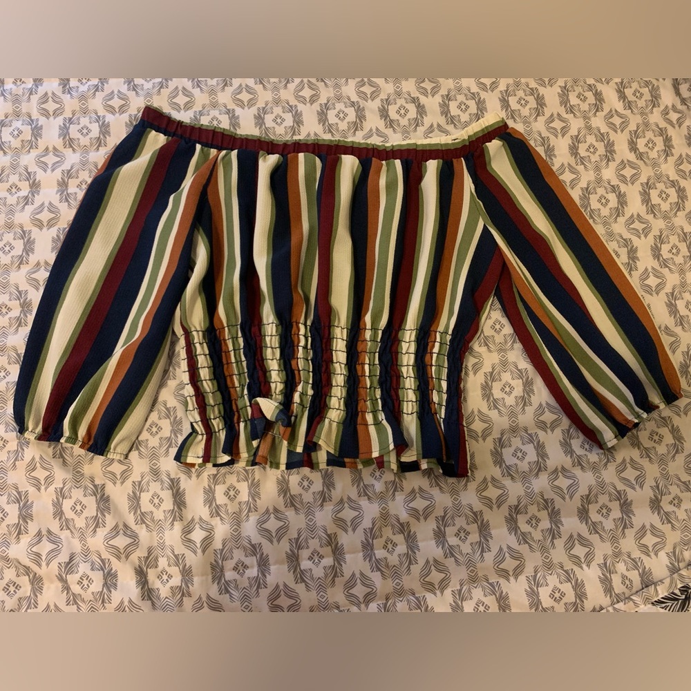 Multi color off shoulder top